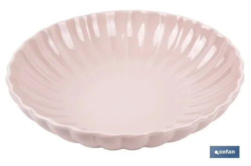Vajilla de porcelana esmaltada en color rosa nude con diseño en relieve | Set de 16 piezas | Apta para lavavajillas, microondas 