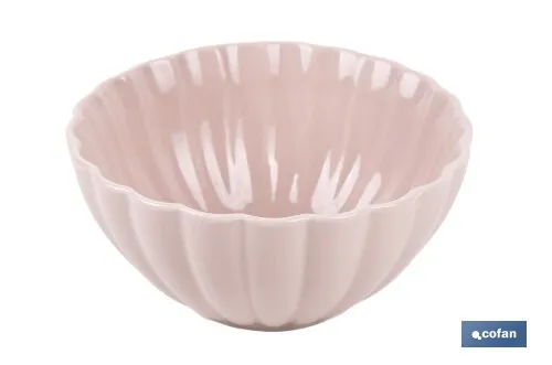 Vajilla de porcelana esmaltada en color rosa nude con diseño en relieve | Set de 16 piezas | Apta para lavavajillas, microondas 