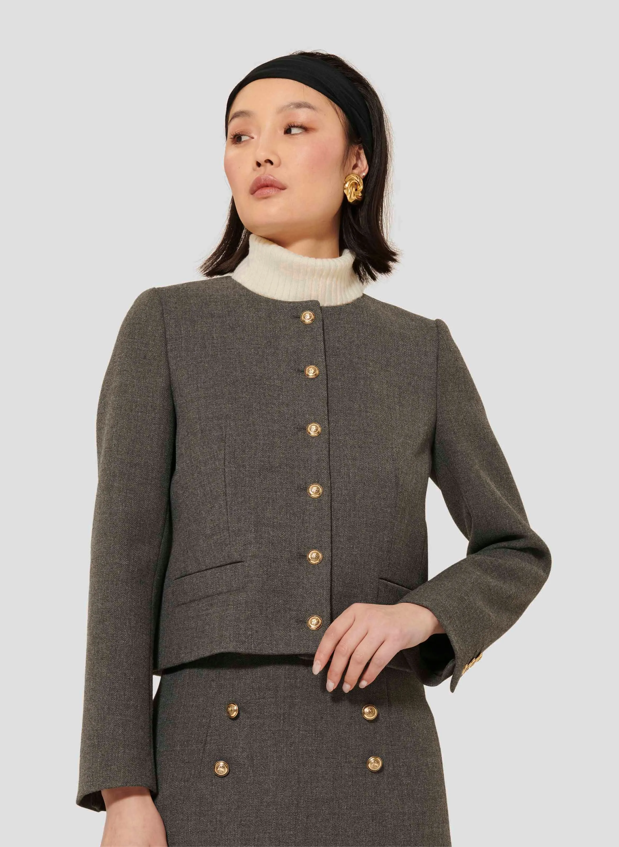 VESNA  CHAQUETA CON CUELLO REDONDO EN GRIS