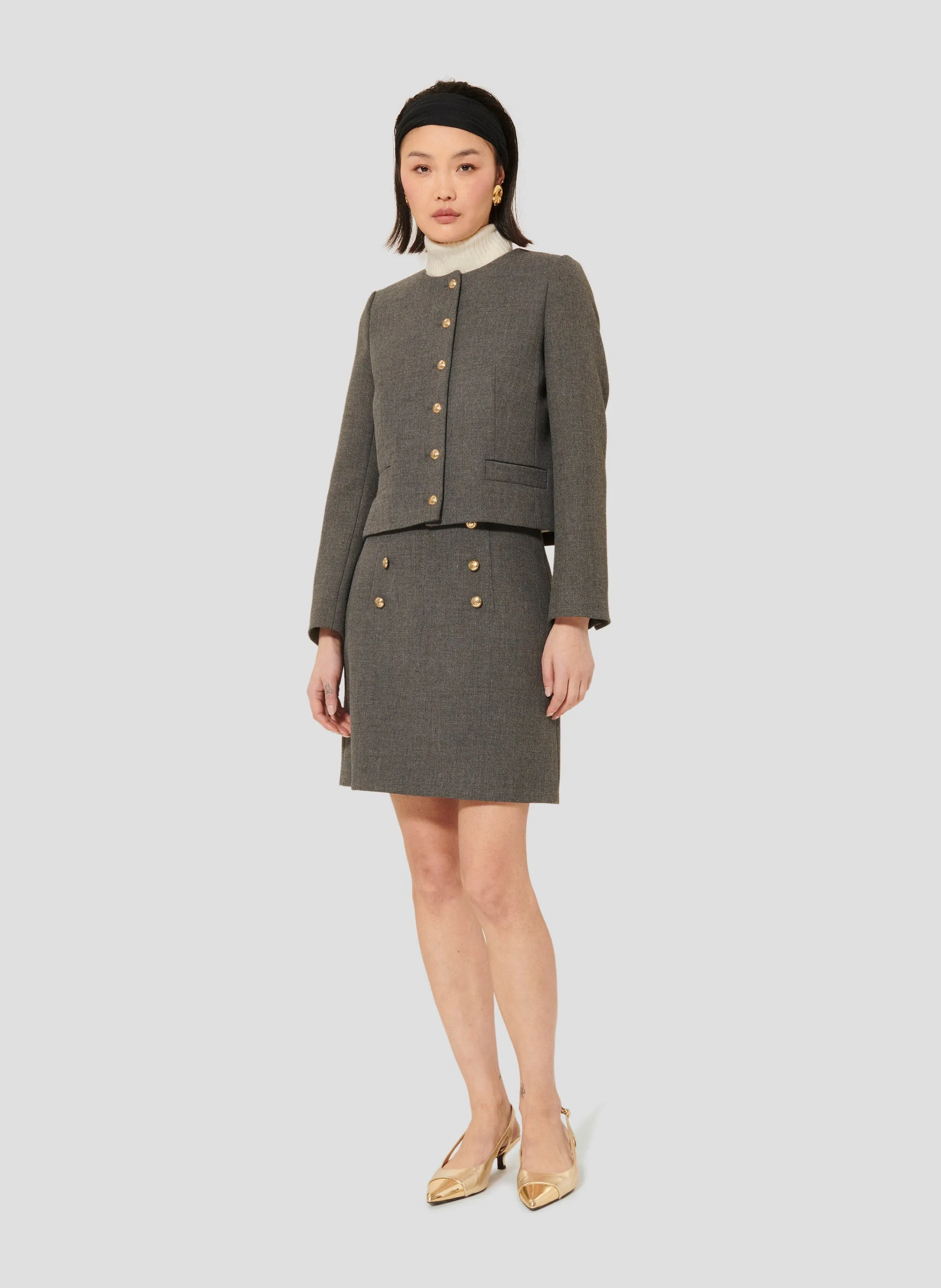 VESNA  CHAQUETA CON CUELLO REDONDO EN GRIS