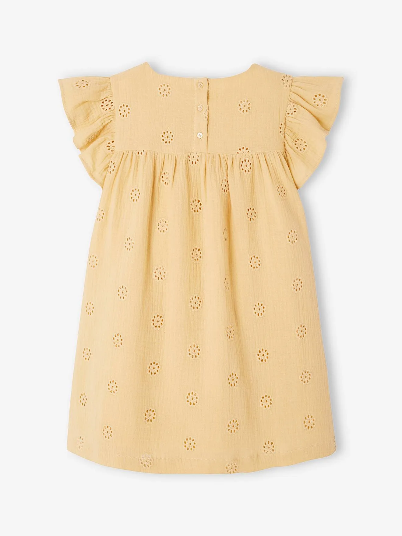 Vestido con bordado de flores para niña de gasa de algodón
