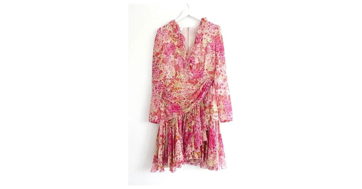Vestido de seda floral Giambattista Valli Primavera 2019 Rosa 