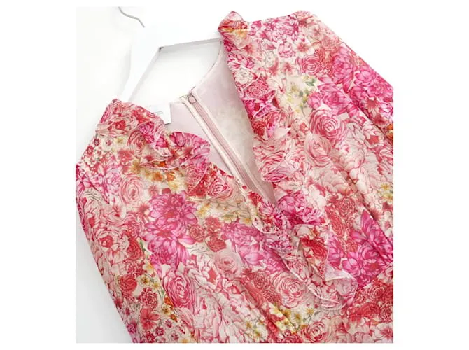Vestido de seda floral Giambattista Valli Primavera 2019 Rosa 