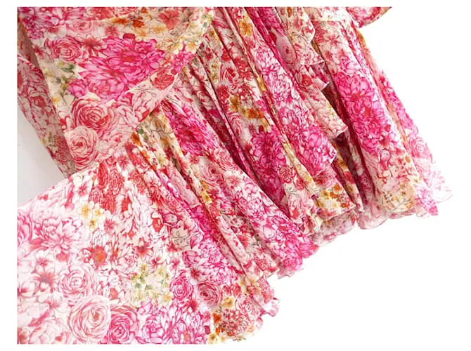 Vestido de seda floral Giambattista Valli Primavera 2019 Rosa 
