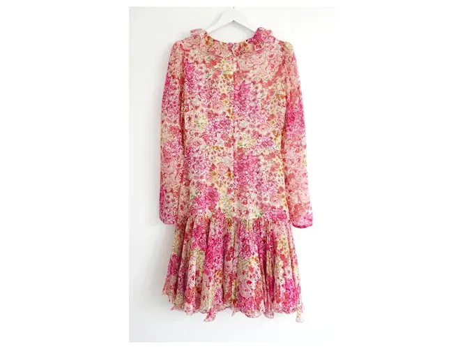 Vestido de seda floral Giambattista Valli Primavera 2019 Rosa 
