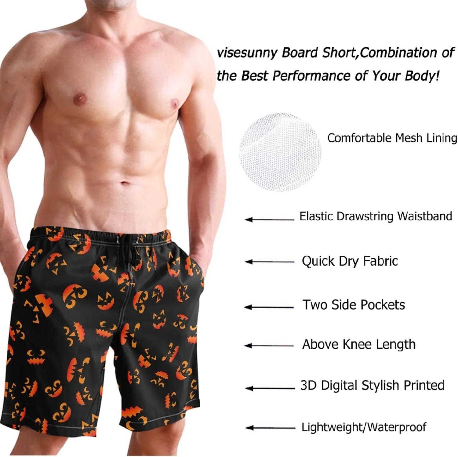 visesunny Traje de baño elegante para hombre  secado rápido  ropa de playa  deportes  natación  pantalones cortos para fiestas