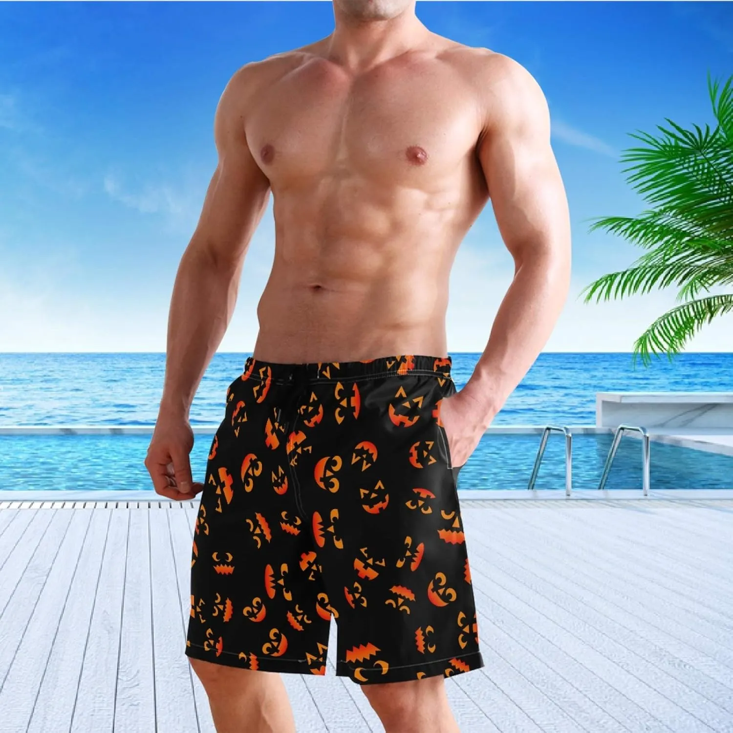 visesunny Traje de baño elegante para hombre  secado rápido  ropa de playa  deportes  natación  pantalones cortos para fiestas