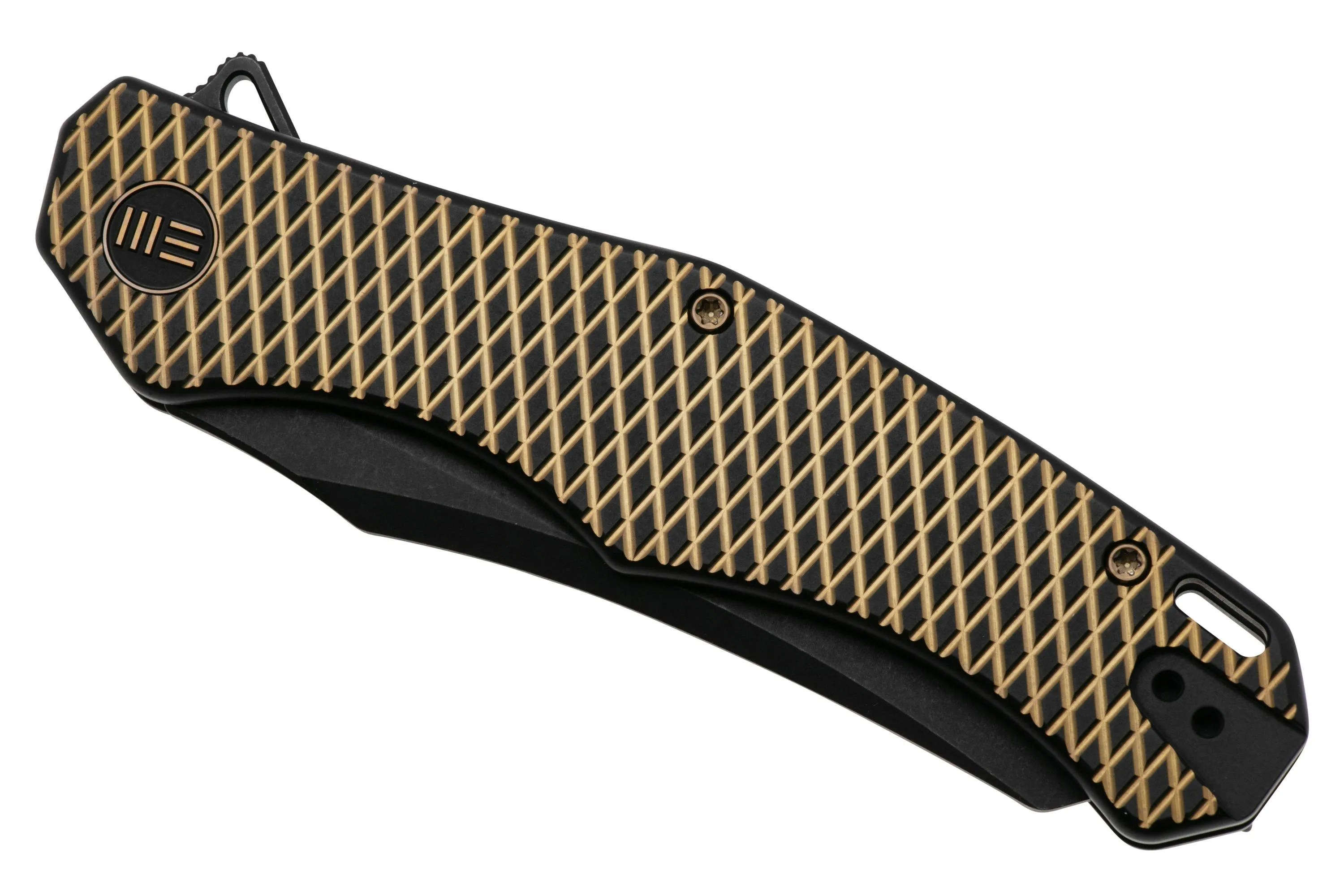 WE KNIFE REKKER WE22010G3 BLACKWASHED CPM 20CV, BLACK TITANIUM GOLDEN DIAMOND PATTERN NAVAJA, DISEñO KYLE LAMB