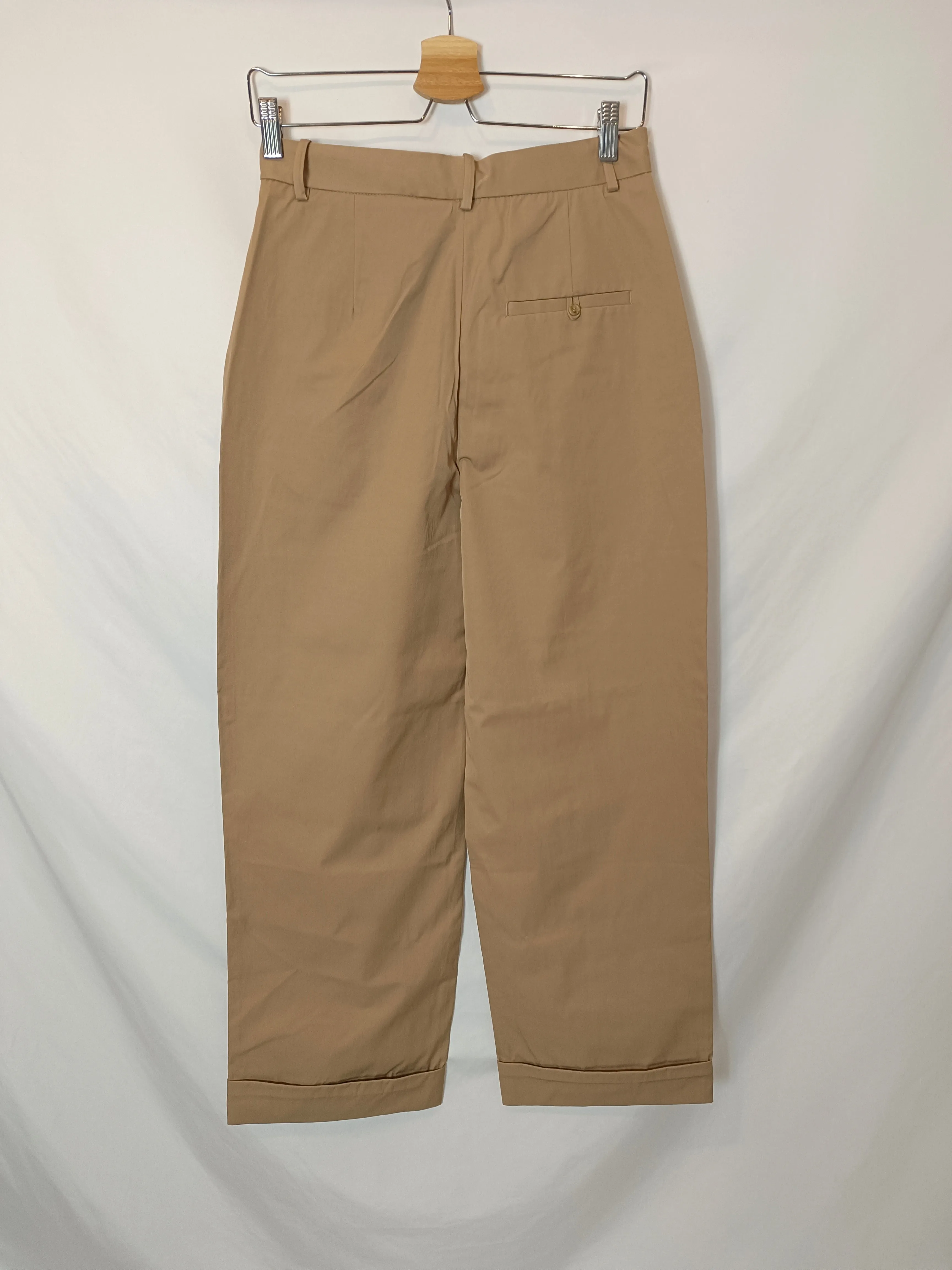 ZARA. Pantalón ancho beige T.s